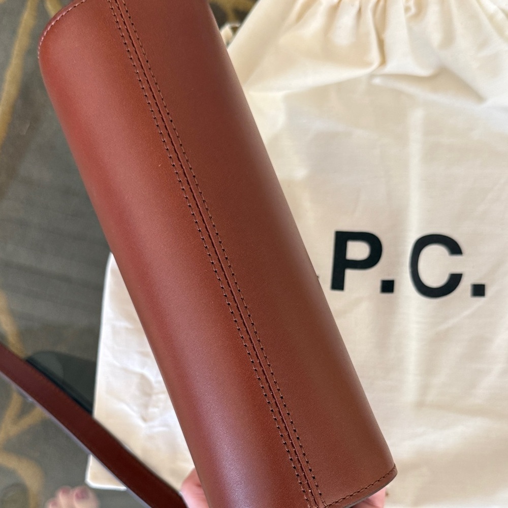 A.P.C. Tan Leather Demi Luna (Half Moon) Crossbody Bag NWT - Picture 7 of 11